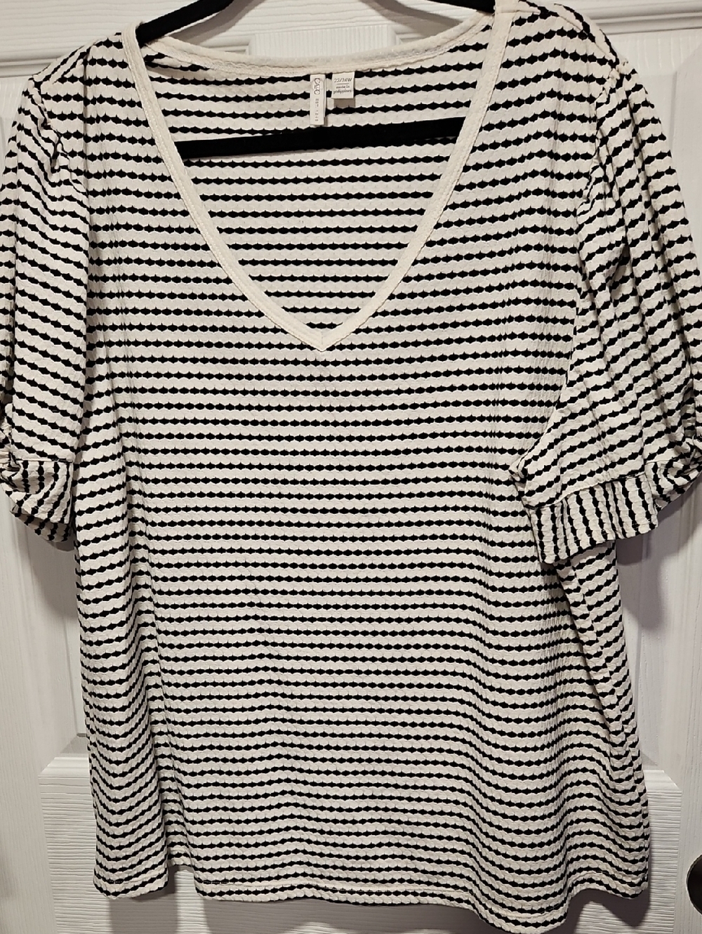 Cato Black & White Striped Top